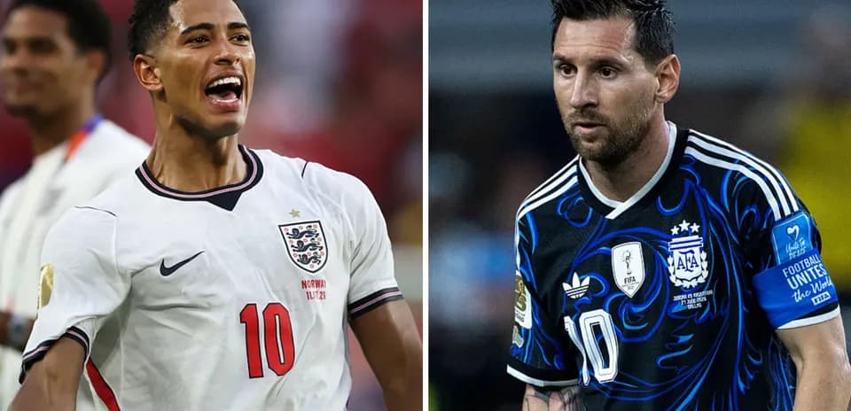 Jugadores de Inglaterra y Argentina en el Mundial