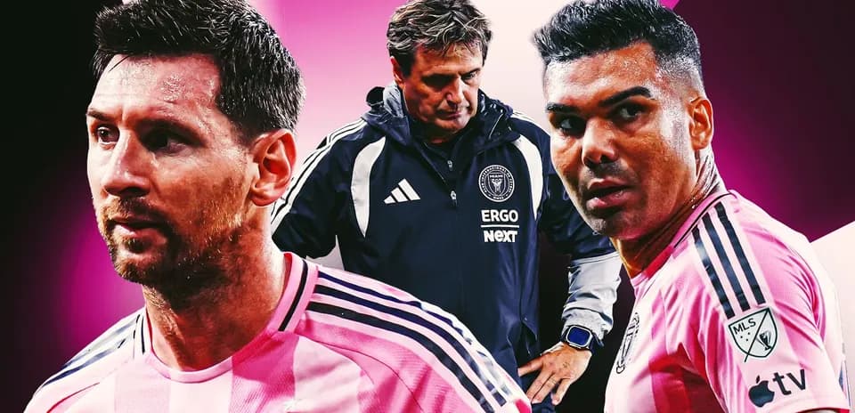 Lionel Messi y Casemiro en partido de Inter Miami