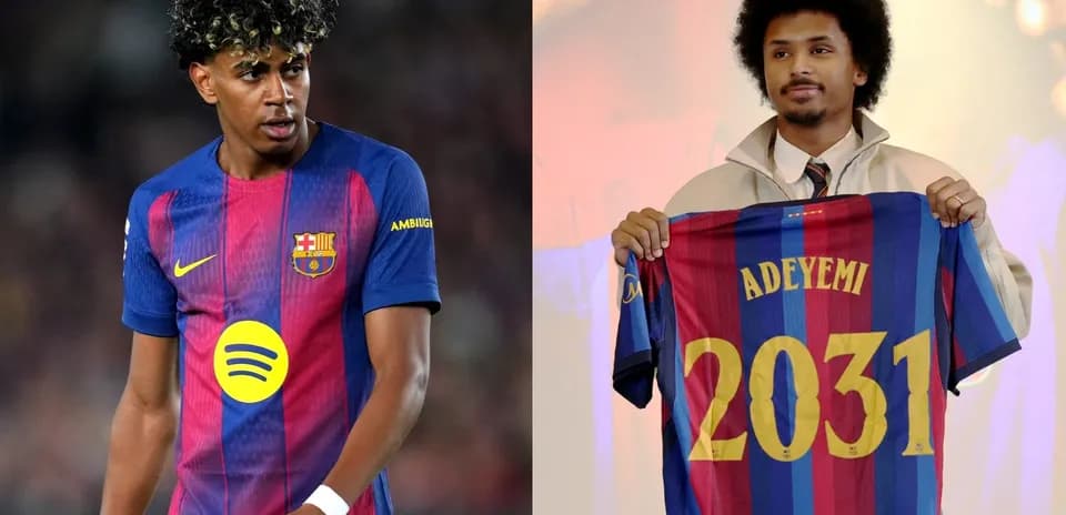 Jugador de Barça en acción y presentación de Adeyemi