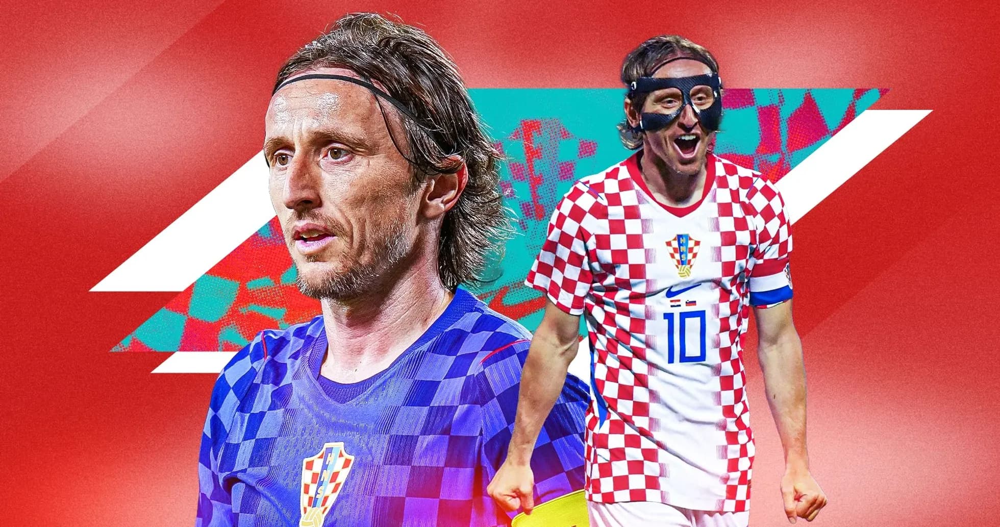 Luka Modrić en uniforme de Croacia celebrando un gol