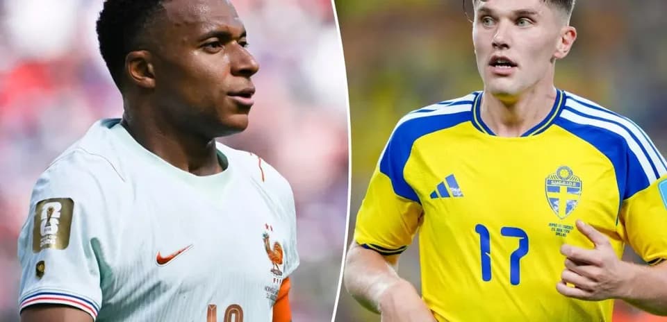 Jugadores de Francia y Suecia en el Mundial