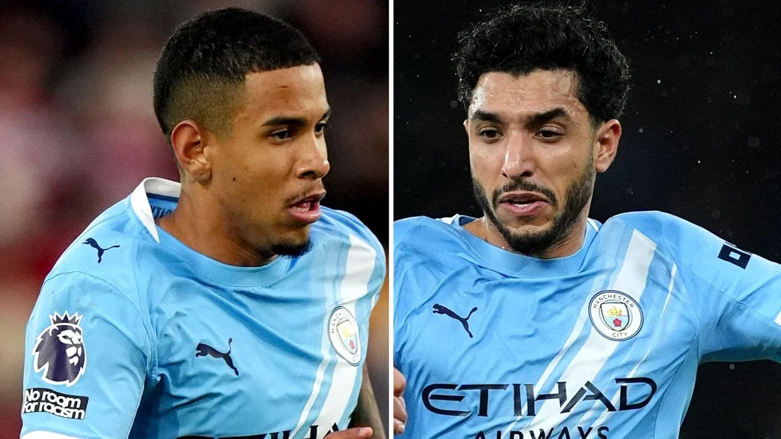 Dos jugadores de Manchester City en acción durante un partido