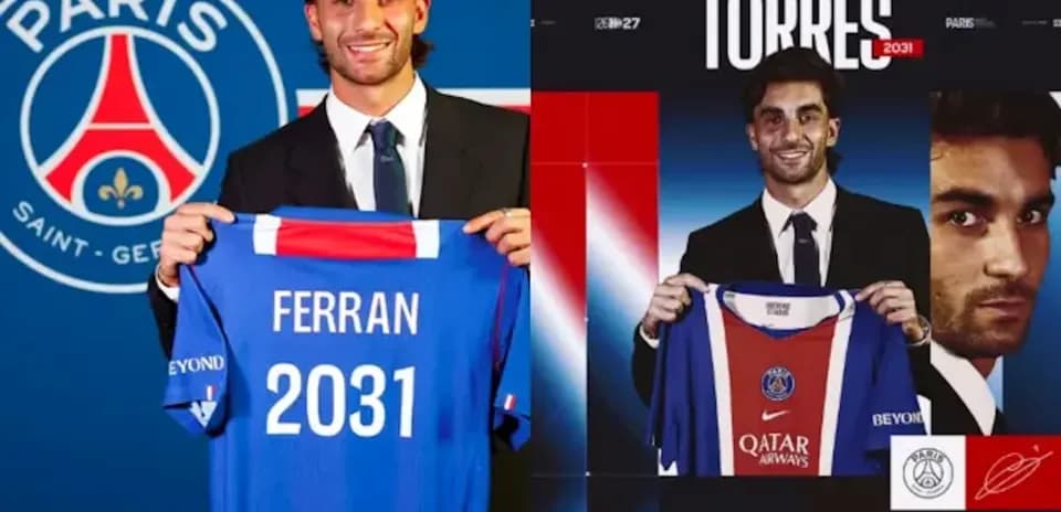 Ferran Torres presentado con camiseta del PSG