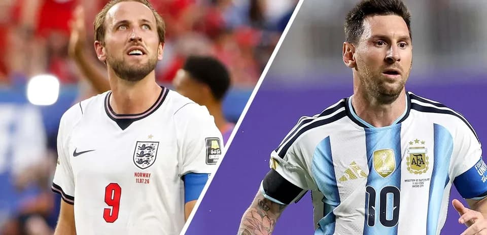 Harry Kane y Lionel Messi en el partido