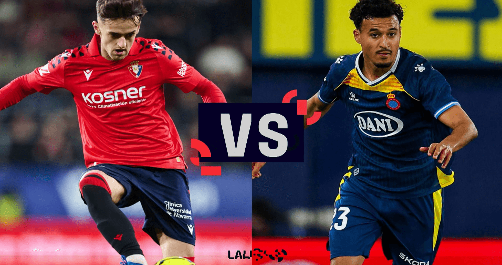 Jugadores de Osasuna y Espanyol en acción