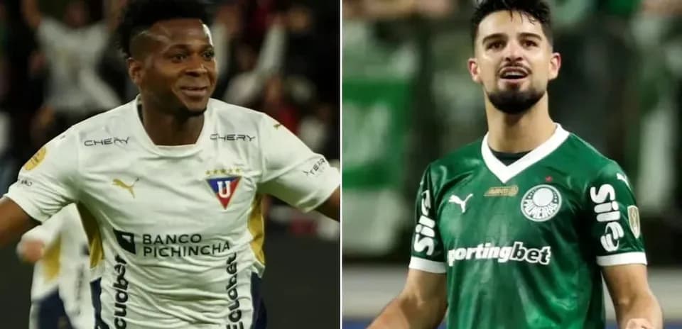 Jugadores de LDU y Palmeiras en el partido