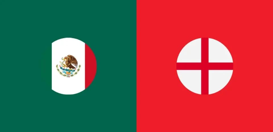 Banderas de México y Inglaterra lado a lado