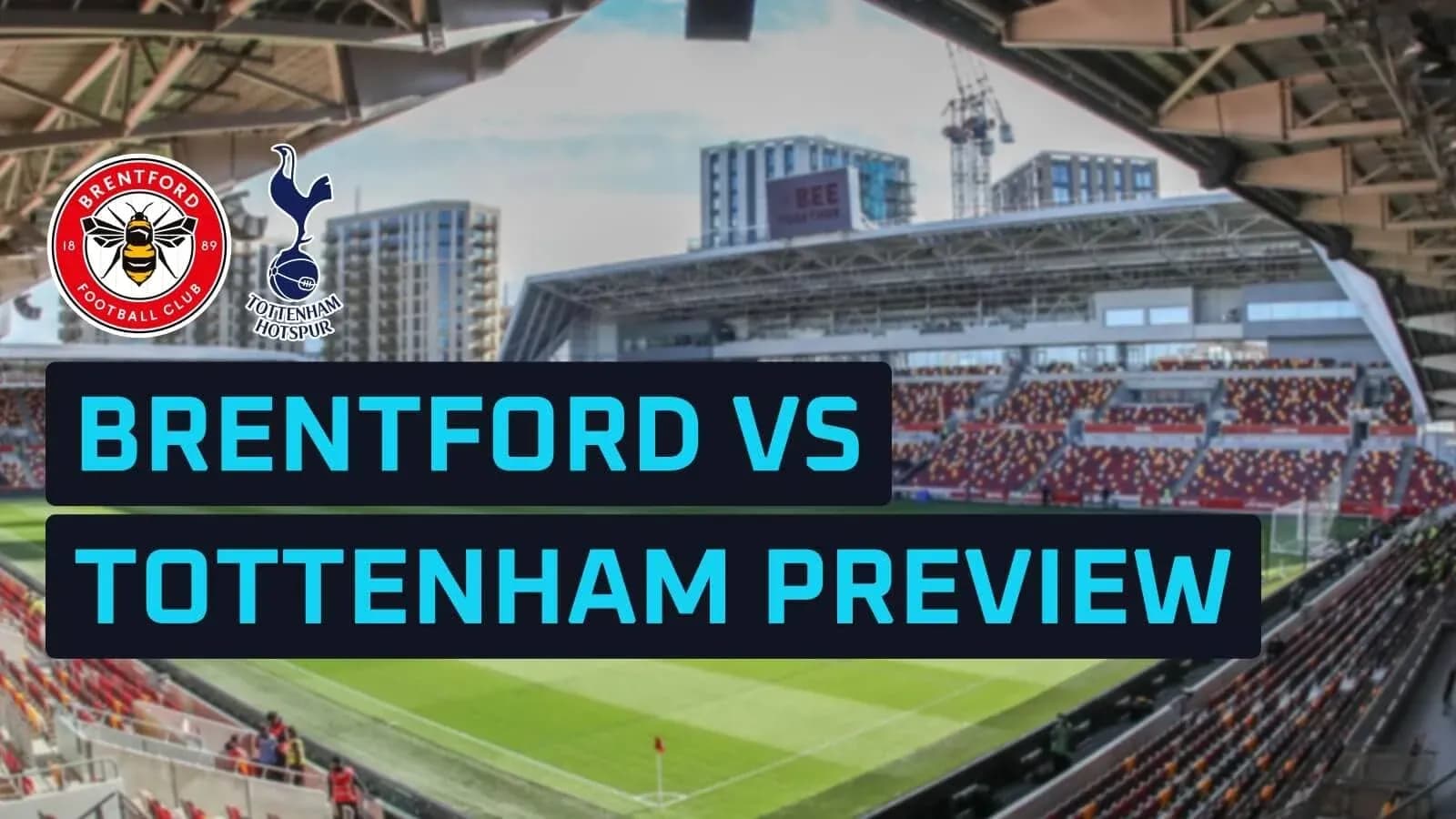 Estadio con logos de Brentford y Tottenham Hotspur