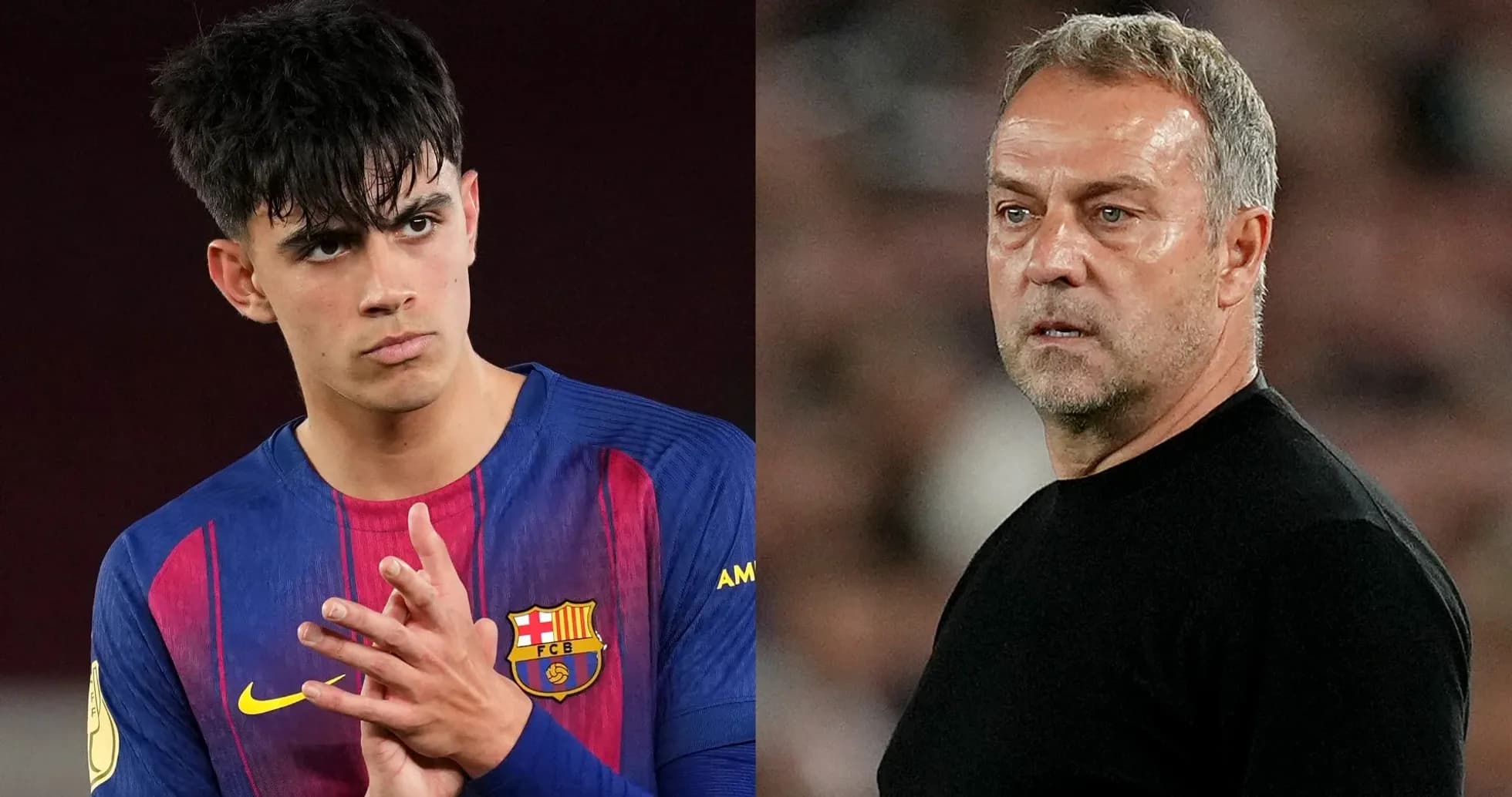 Jugador del Barcelona y entrenador en el banquillo