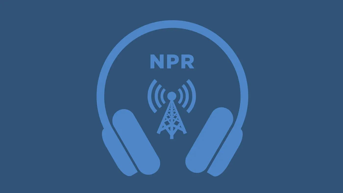 Logo de NPR con auriculares y torre de transmisión Logo de NPR con auriculares y torre de transmisión