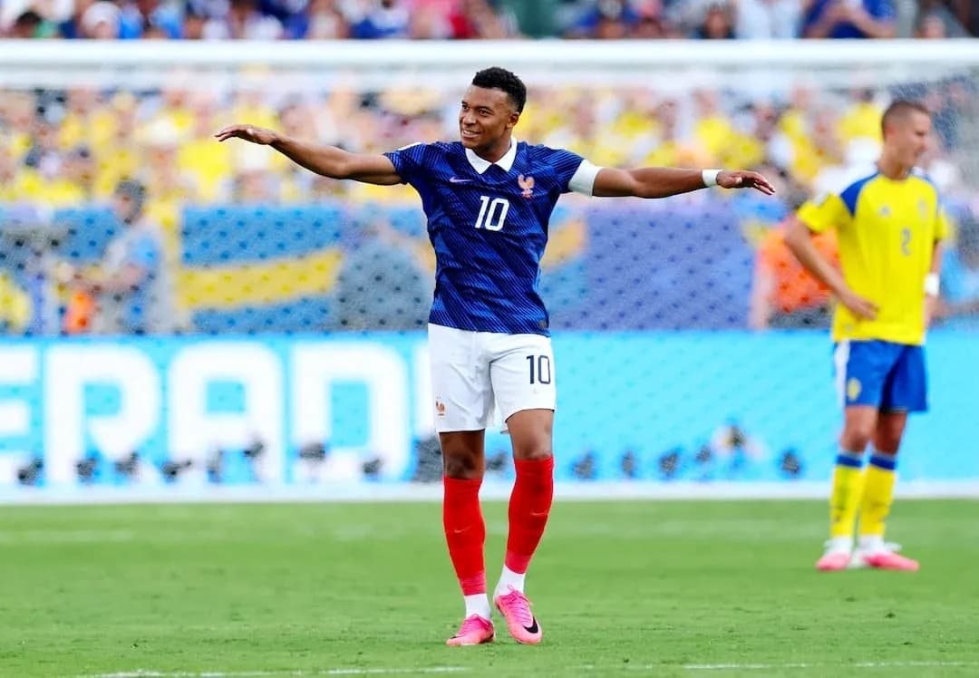Kylian Mbappé celebrando un gol contra Suecia Kylian Mbappé celebrando un gol contra Suecia