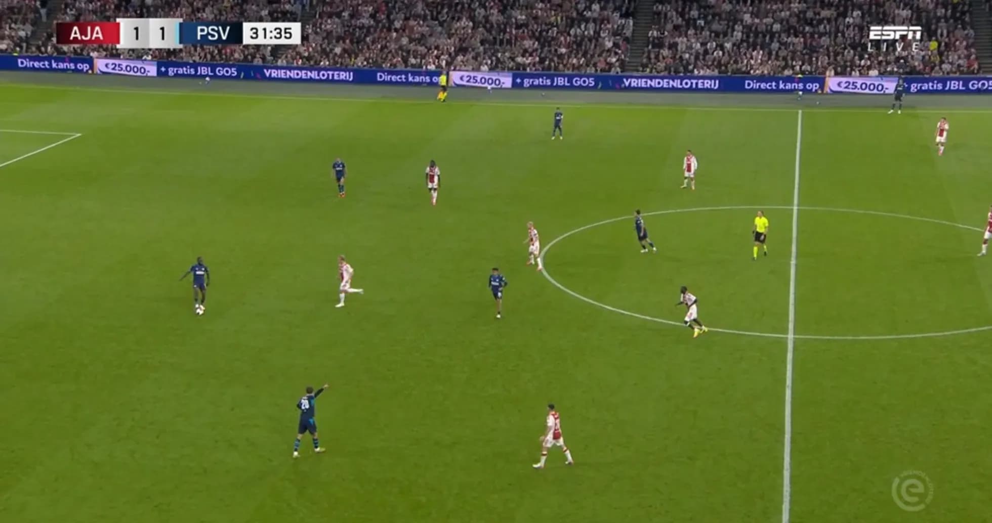 Partido entre Ajax y PSV en el campo Partido entre Ajax y PSV en el campo