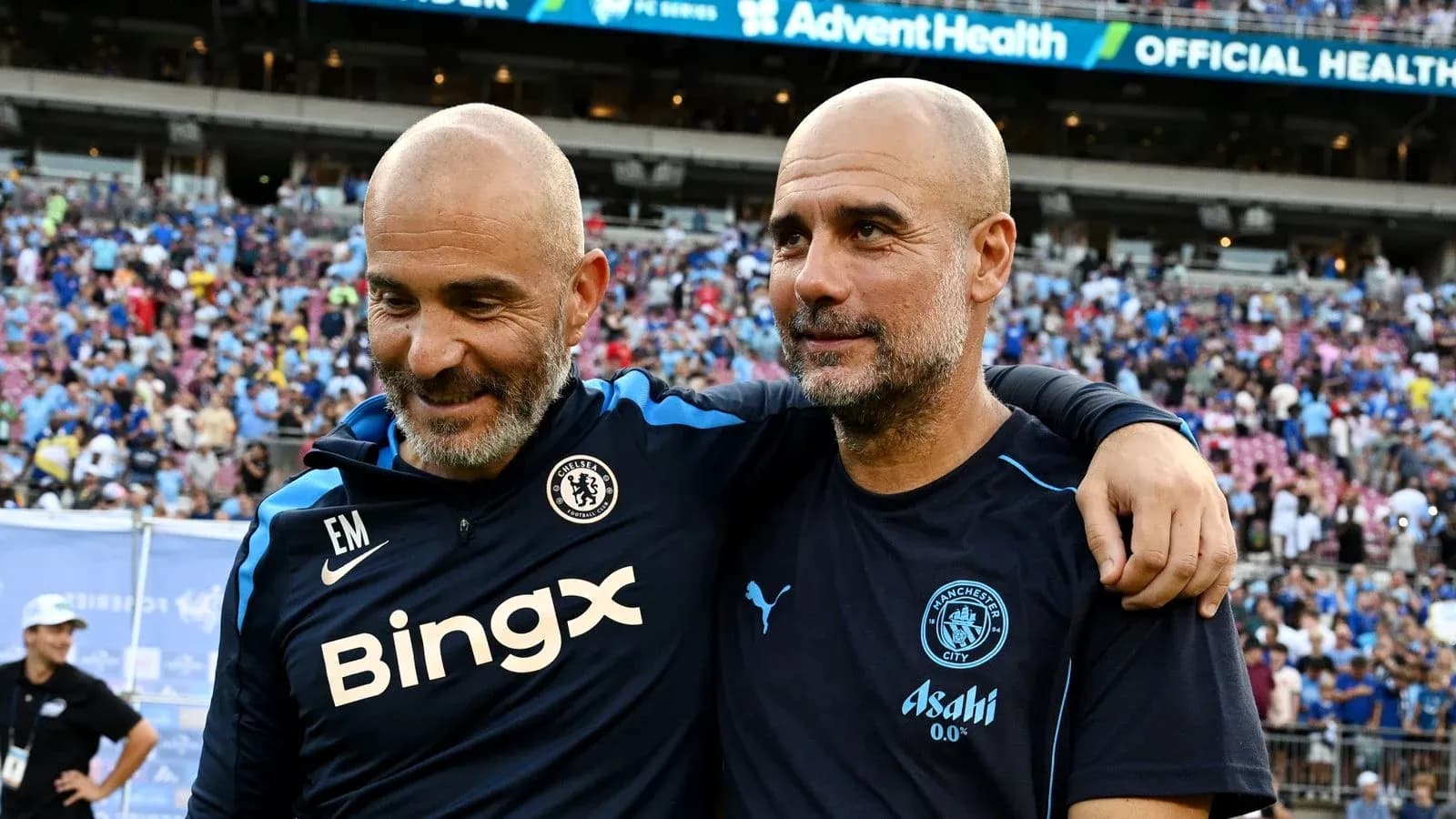 Entrenadores de Chelsea y Manchester City juntos tras el partido Entrenadores de Chelsea y Manchester City juntos tras el partido