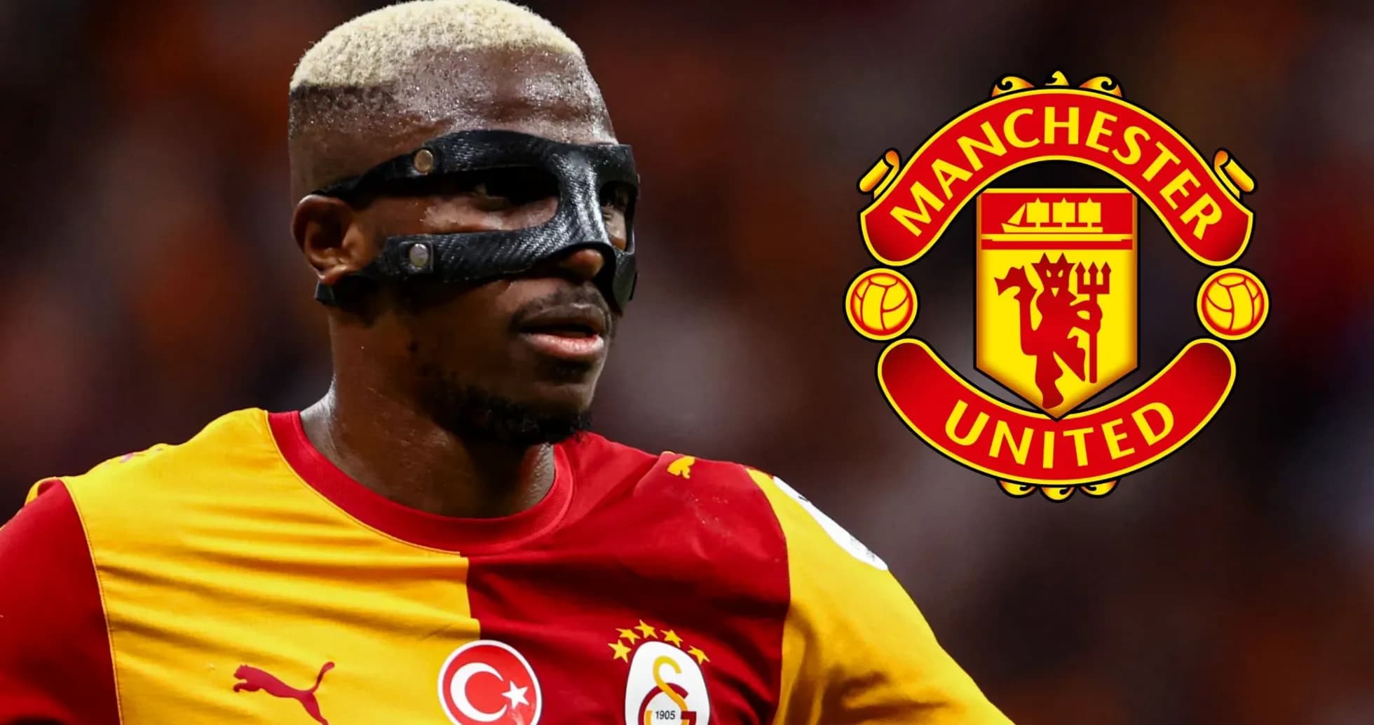 Jugador con máscara en camiseta de Galatasaray Jugador con máscara en camiseta de Galatasaray