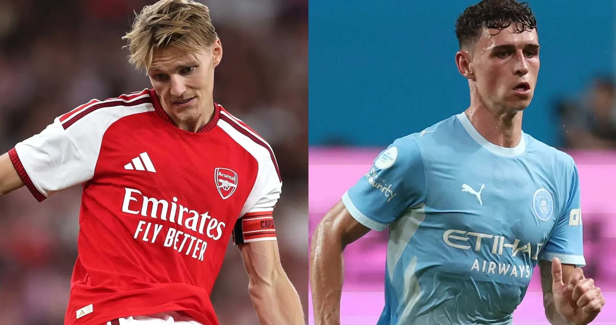 Jugadores de Arsenal y Manchester City en acción Jugadores de Arsenal y Manchester City en acción