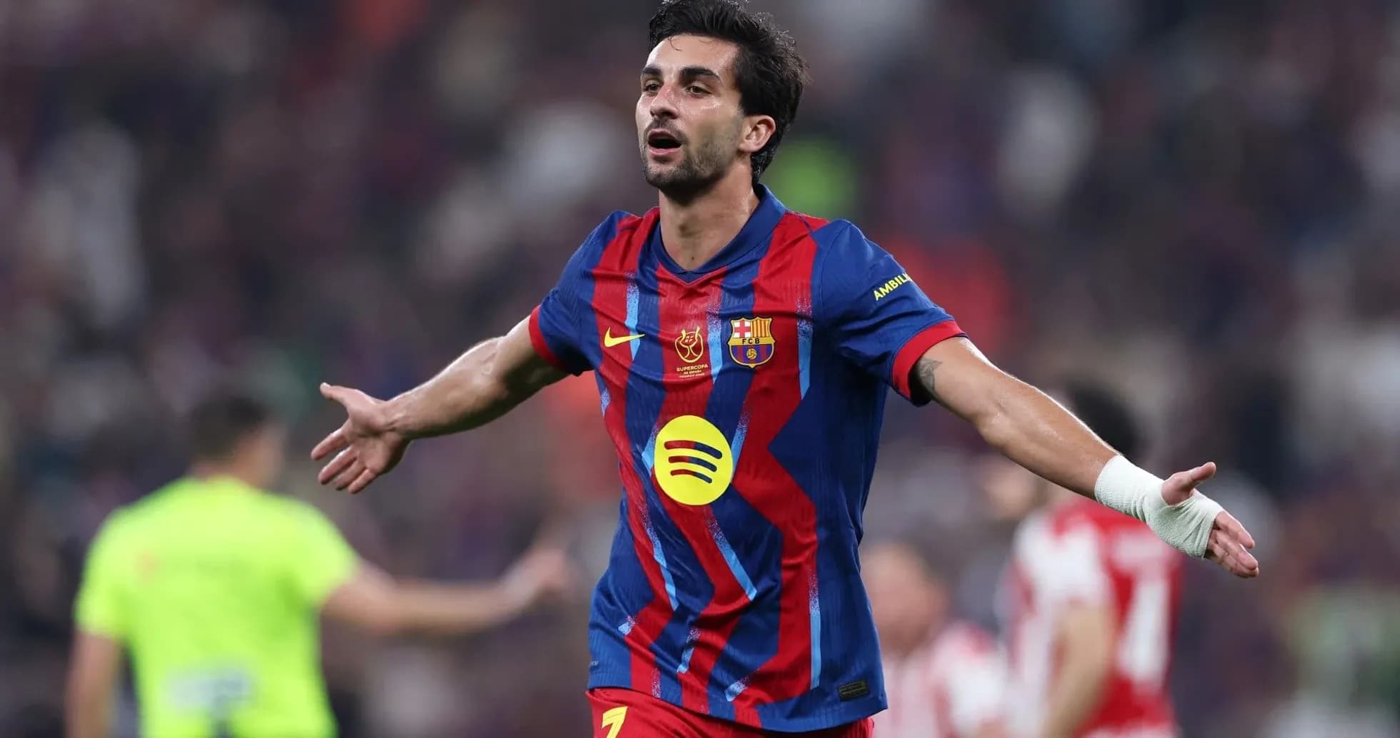 Jugador de Barcelona celebrando un gol en el partido Jugador de Barcelona celebrando un gol en el partido