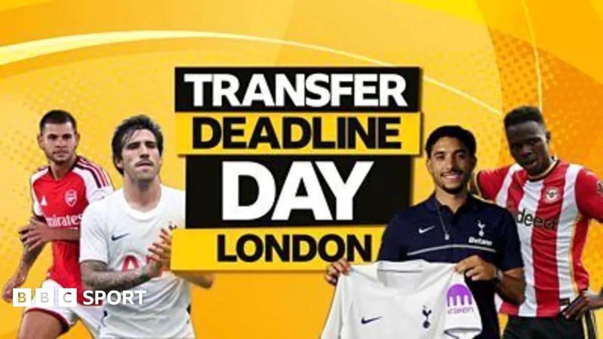 Jugadores y logo de Transfer Deadline Day en Londres Jugadores y logo de Transfer Deadline Day en Londres
