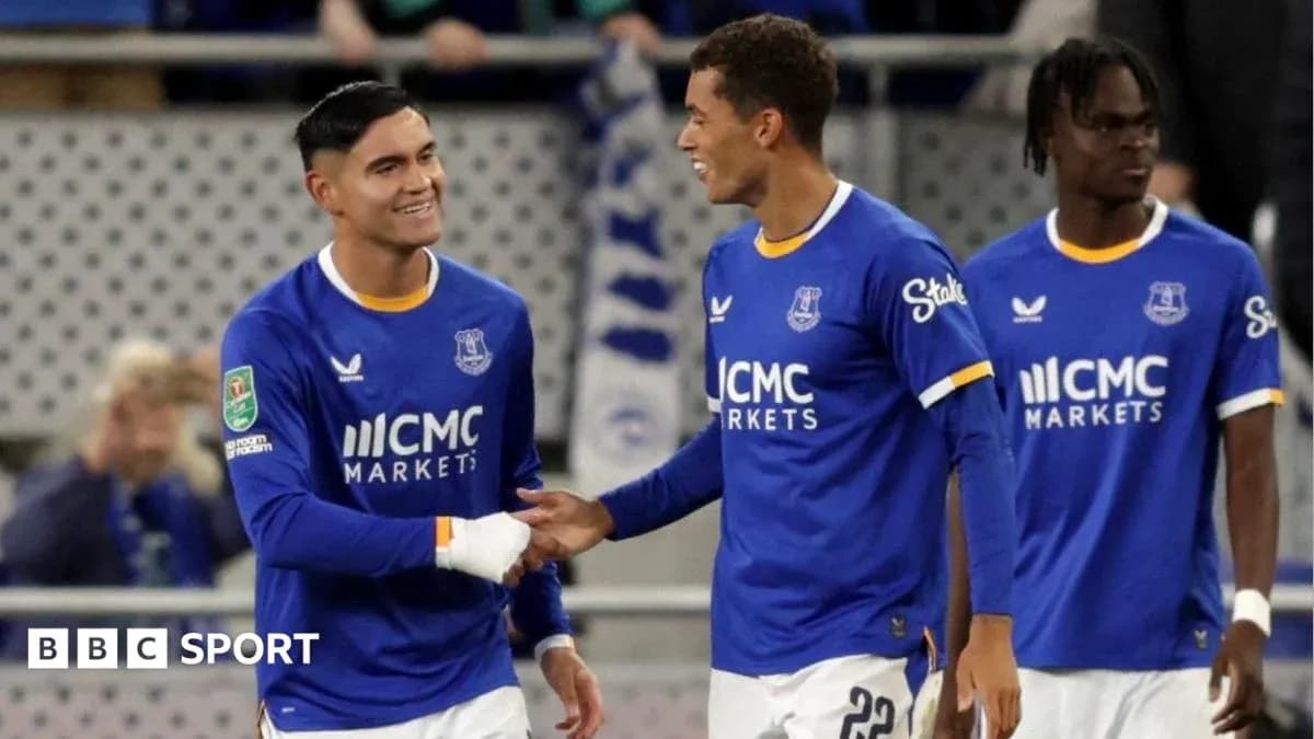 Jugadores de Everton celebrando durante el partido Jugadores de Everton celebrando durante el partido