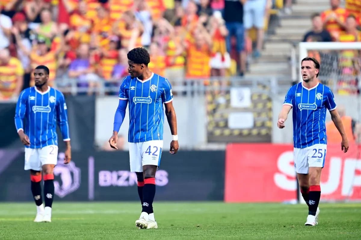 Jugadores del Rangers en el partido contra Jagiellonia Jugadores del Rangers en el partido contra Jagiellonia