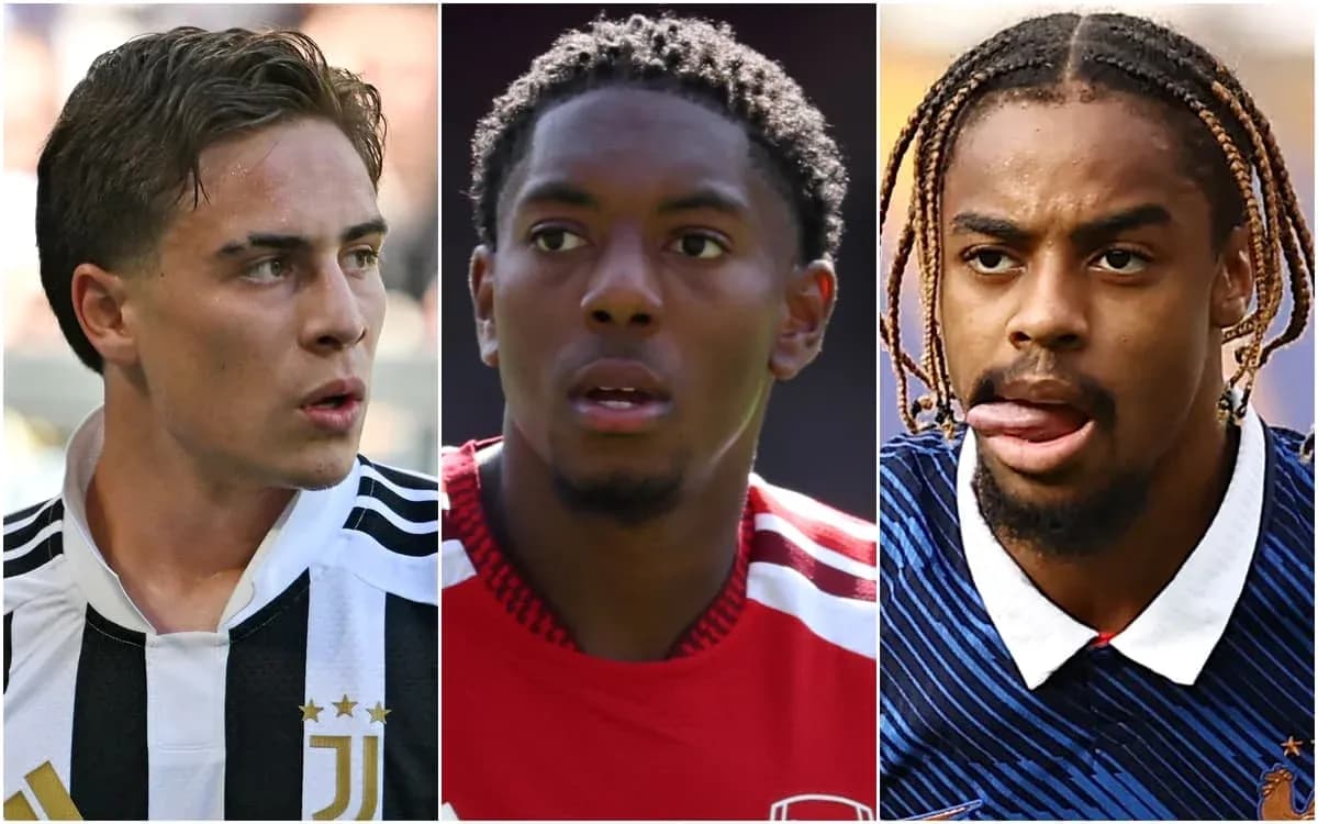 Tres jugadores de fútbol en retratos individuales Tres jugadores de fútbol en retratos individuales
