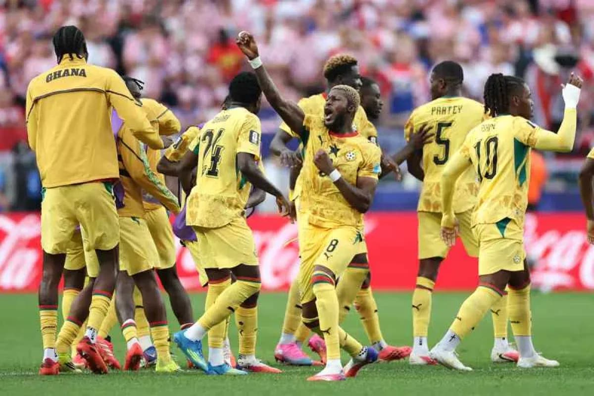 Jugadores de Ghana celebrando un gol Jugadores de Ghana celebrando un gol