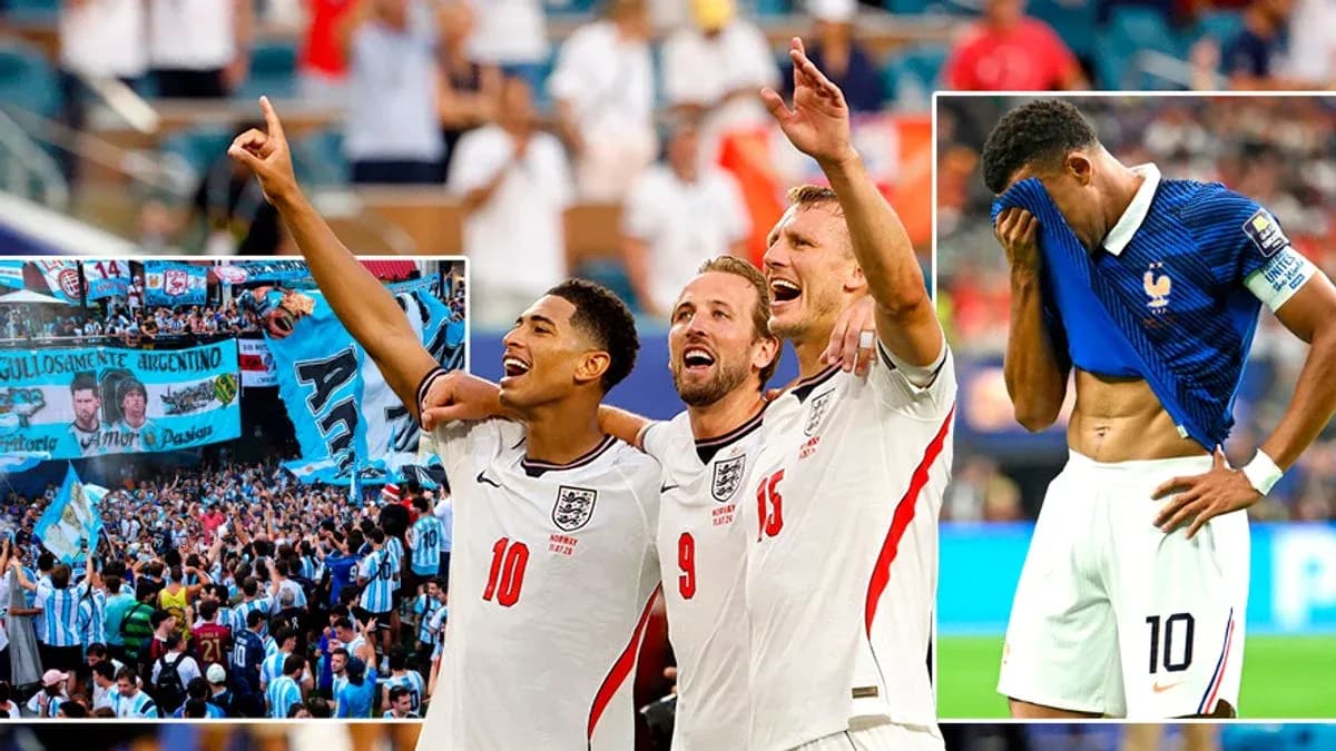 Jugadores de Inglaterra celebrando con aficionados en el fondo Jugadores de Inglaterra celebrando con aficionados en el fondo