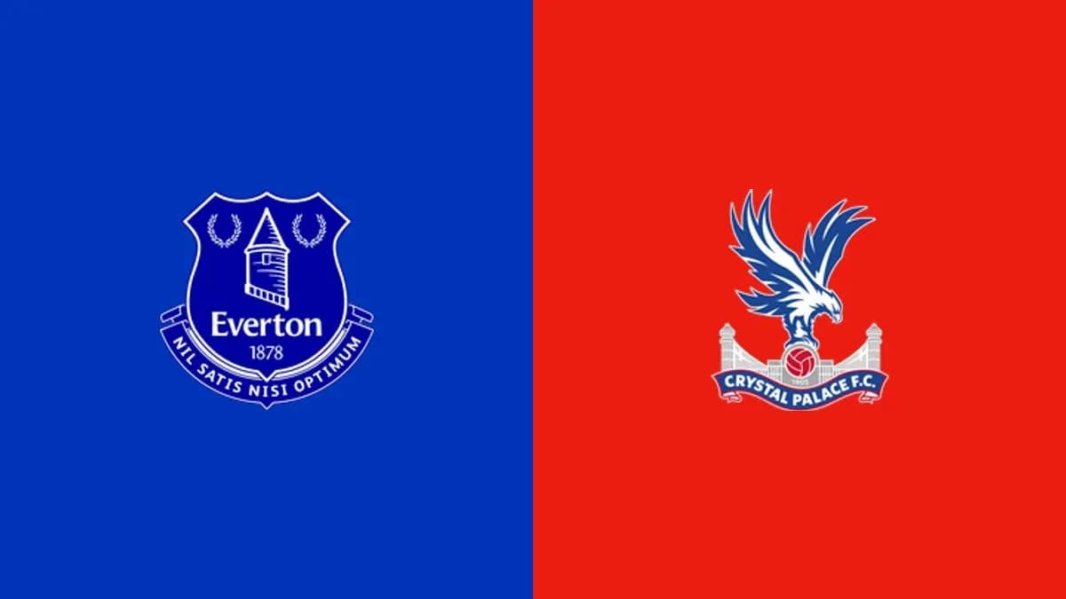 Logos de Everton y Crystal Palace en fondo colorido Logos de Everton y Crystal Palace en fondo colorido