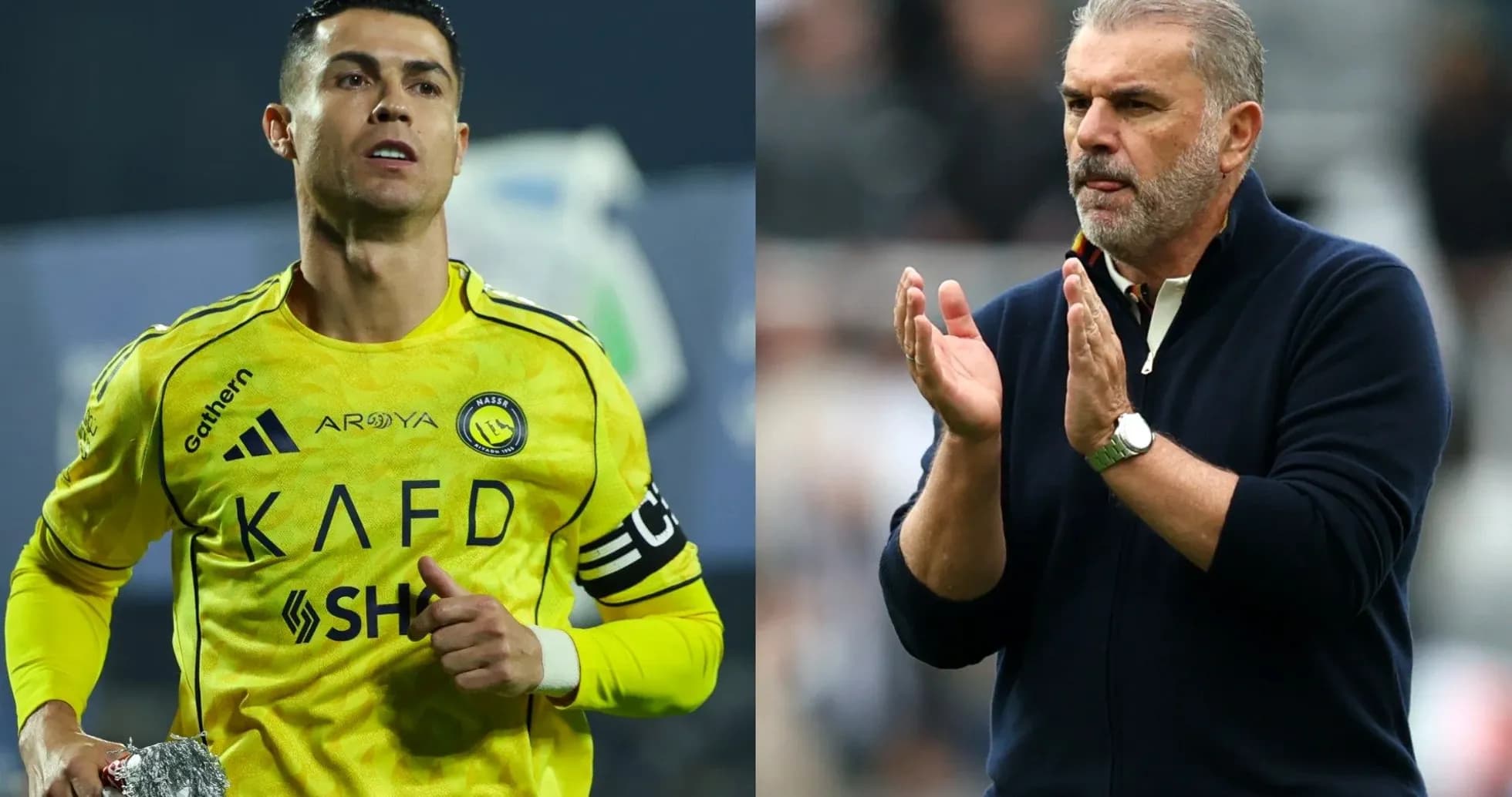 Cristiano Ronaldo y un entrenador aplaudiendo Cristiano Ronaldo y un entrenador aplaudiendo