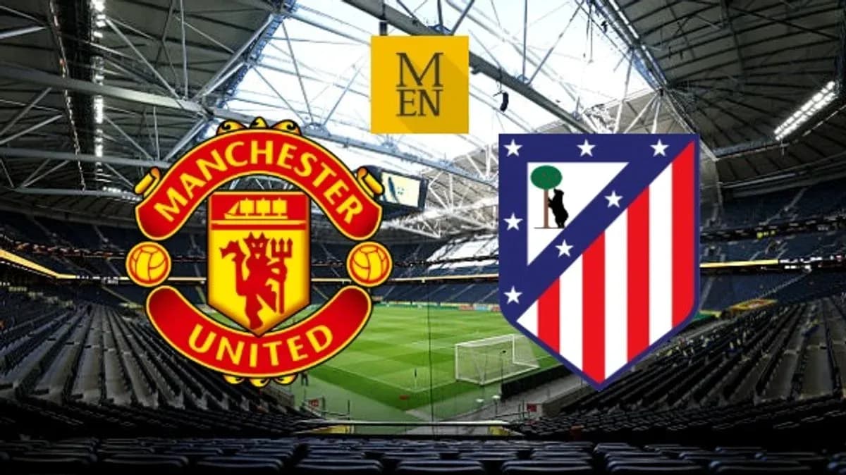 Escudos de Manchester United y Atlético de Madrid Escudos de Manchester United y Atlético de Madrid