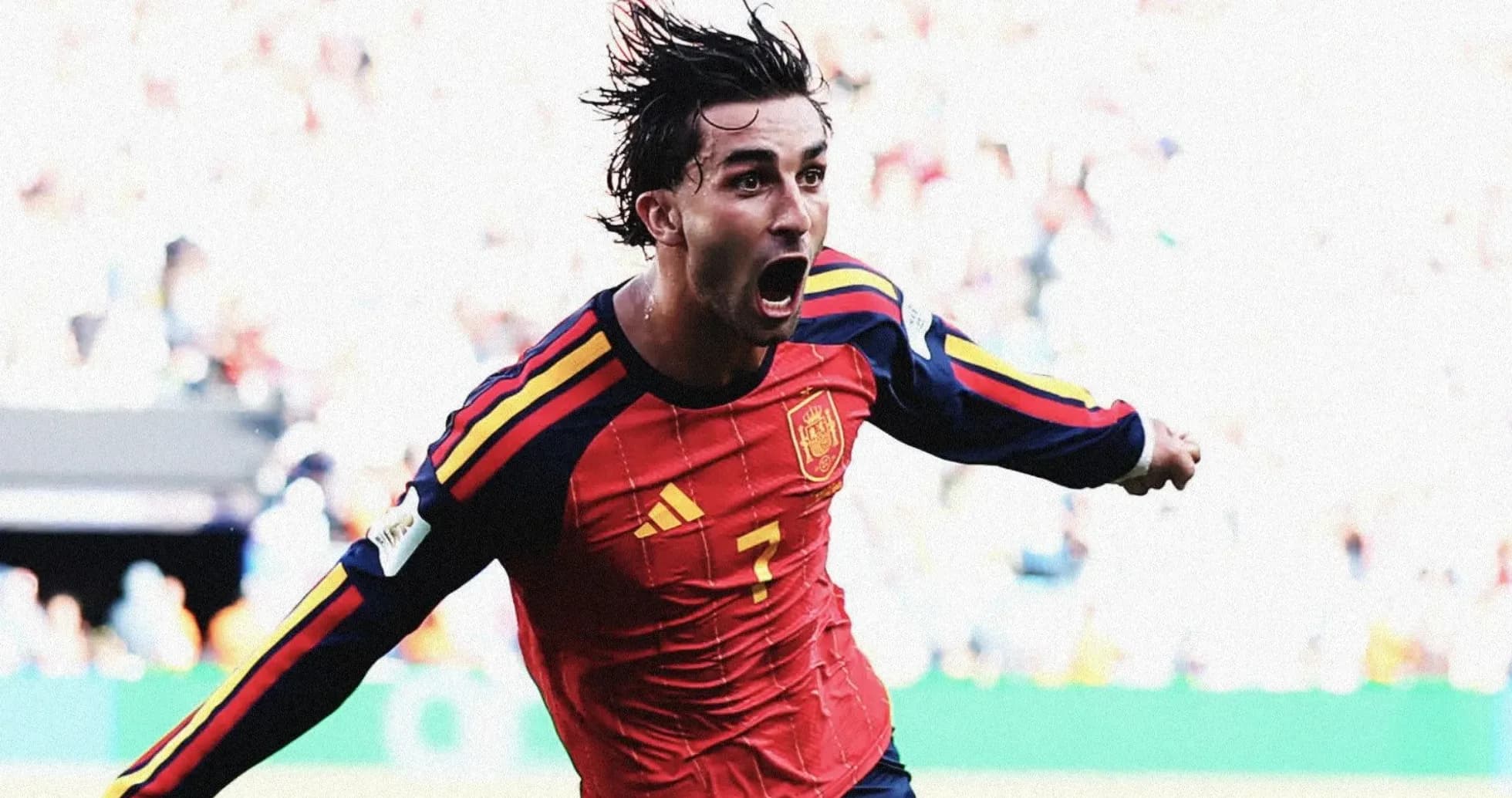 Jugador de España celebrando un gol en el partido Jugador de España celebrando un gol en el partido