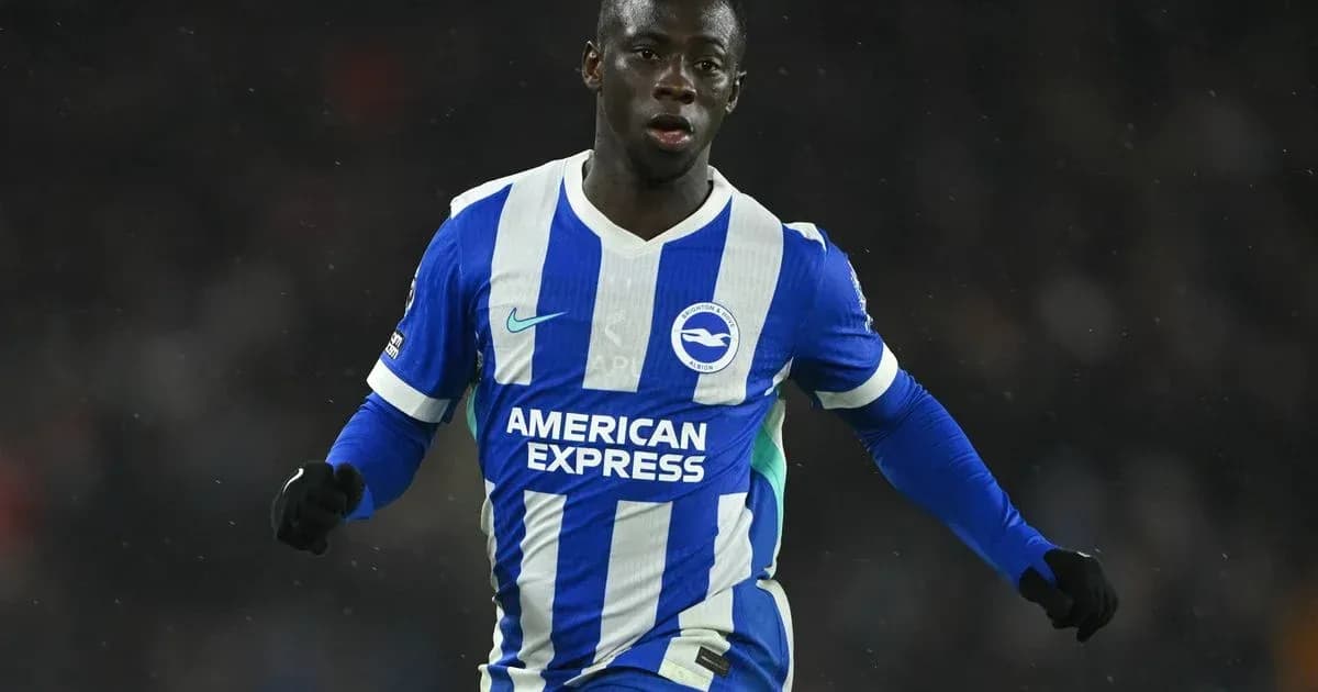 Jugador de Brighton celebrando en el campo de fútbol Jugador de Brighton celebrando en el campo de fútbol