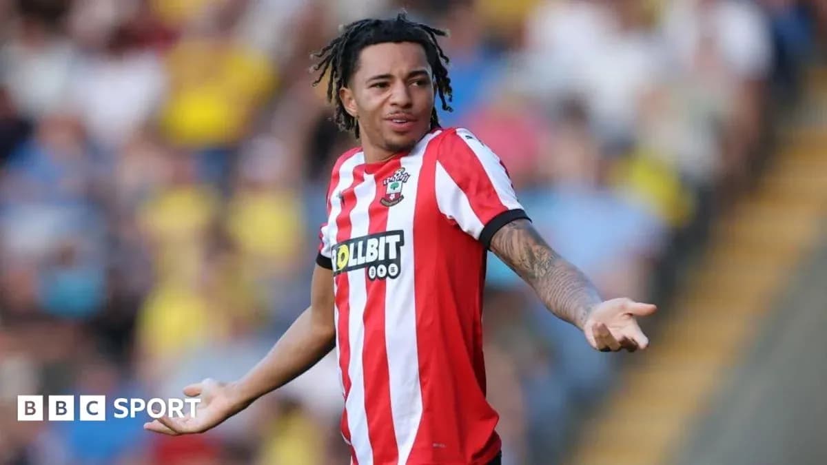 Jugador de Southampton gesticulando durante un partido Jugador de Southampton gesticulando durante un partido