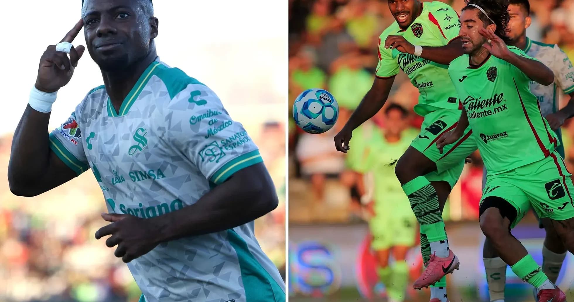 Jugadores de Santos Laguna y FC Juárez en acción Jugadores de Santos Laguna y FC Juárez en acción