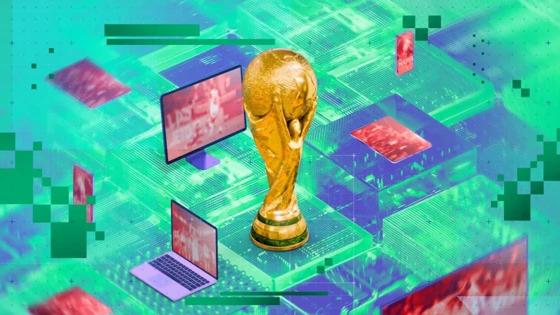 Trofeo de la Copa del Mundo con pantallas digitales Trofeo de la Copa del Mundo con pantallas digitales