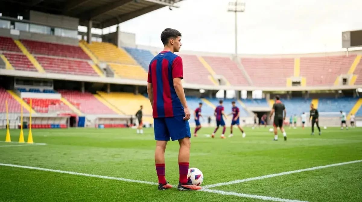 Jugador de fútbol en entrenamiento en el campo Jugador de fútbol en entrenamiento en el campo