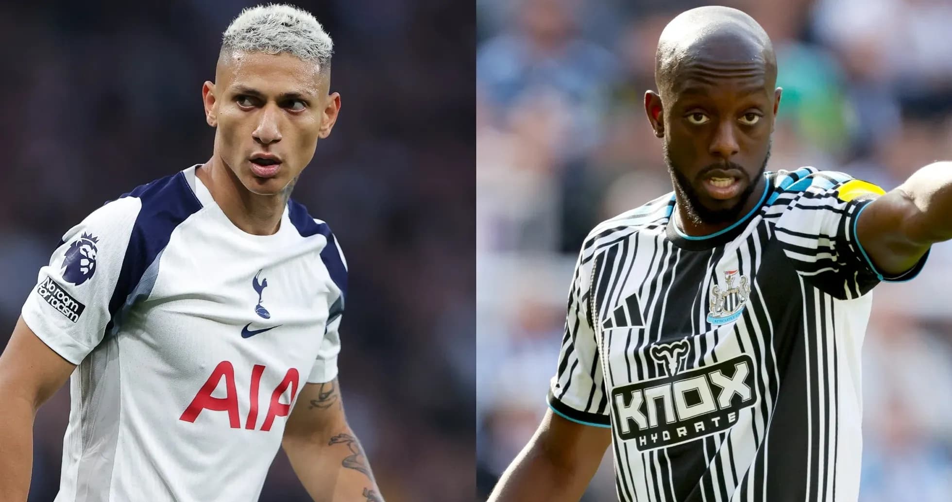 Richarlison y jugador de Newcastle en el partido Richarlison y jugador de Newcastle en el partido