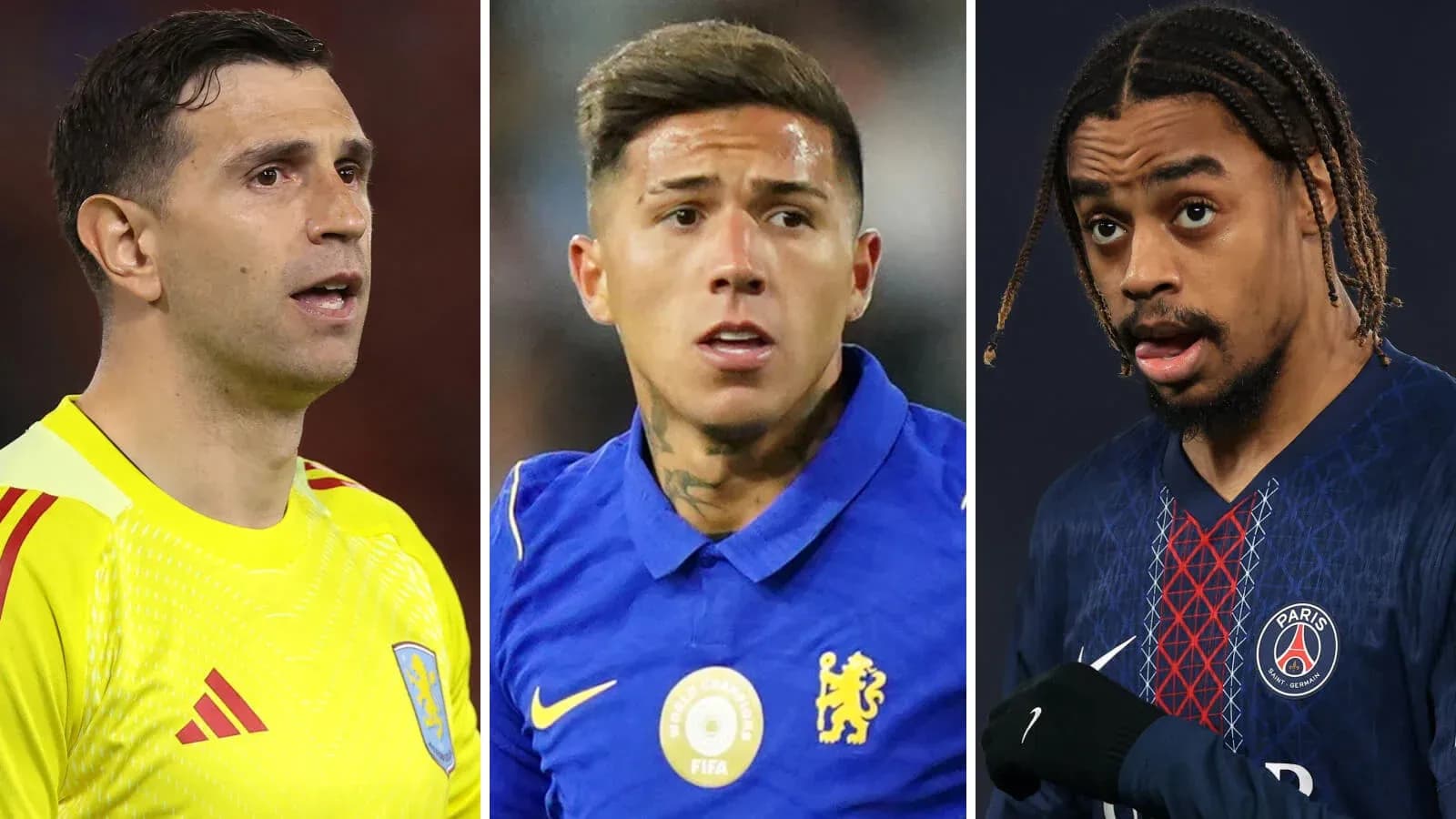 Tres futbolistas en acción durante un partido Tres futbolistas en acción durante un partido