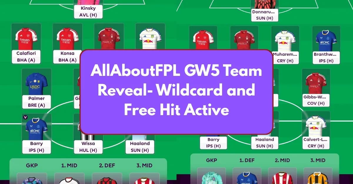 Formación de equipo de Fantasy Premier League para GW5 Formación de equipo de Fantasy Premier League para GW5
