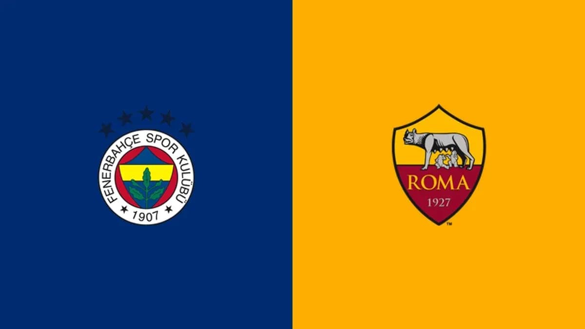 Escudos de Fenerbahçe y Roma en fondo de colores Escudos de Fenerbahçe y Roma en fondo de colores