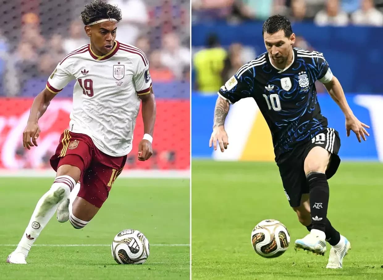 Jugadores de España y Argentina en acción Jugadores de España y Argentina en acción