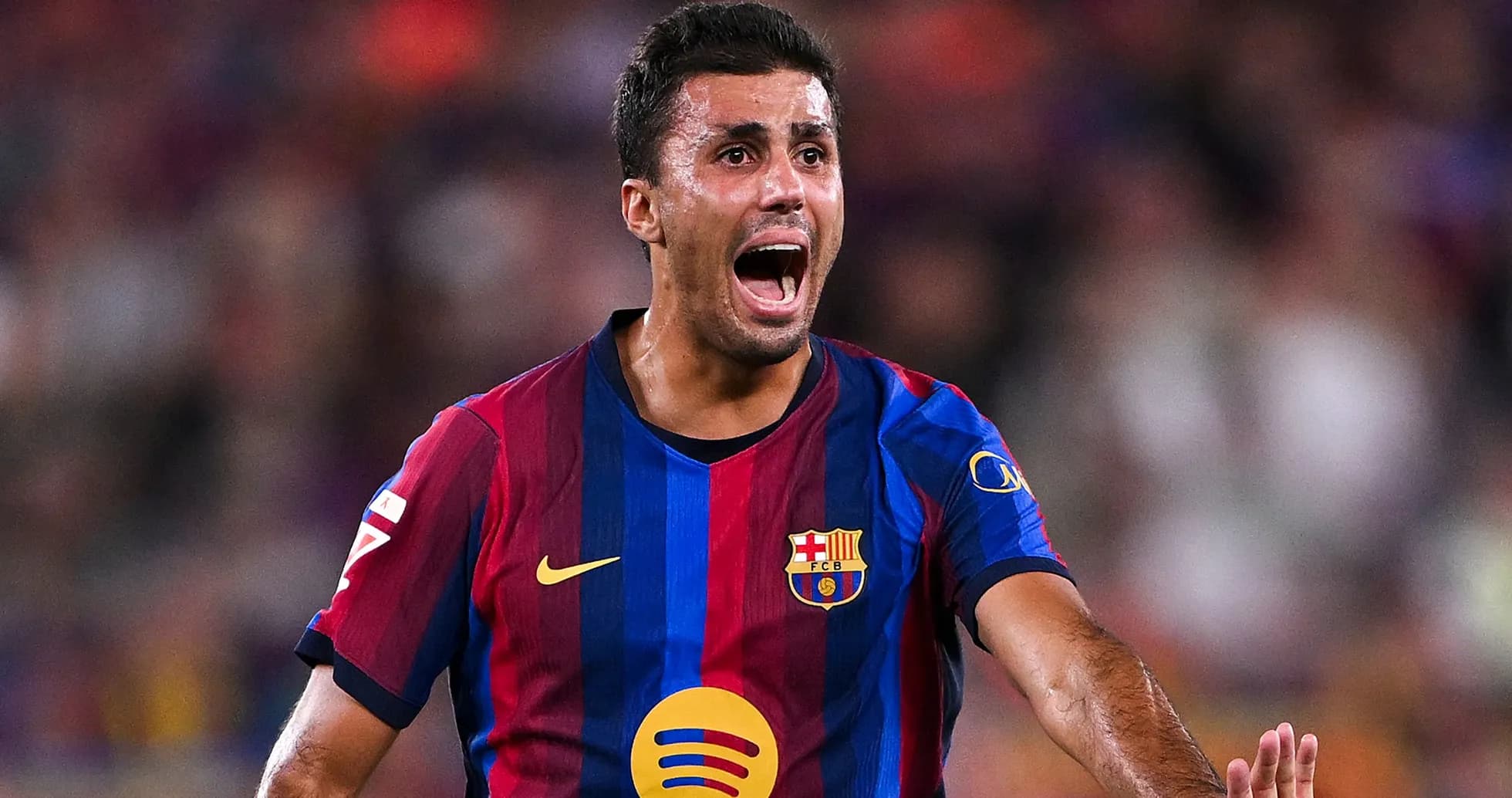 Jugador de Barcelona celebrando durante un partido Jugador de Barcelona celebrando durante un partido