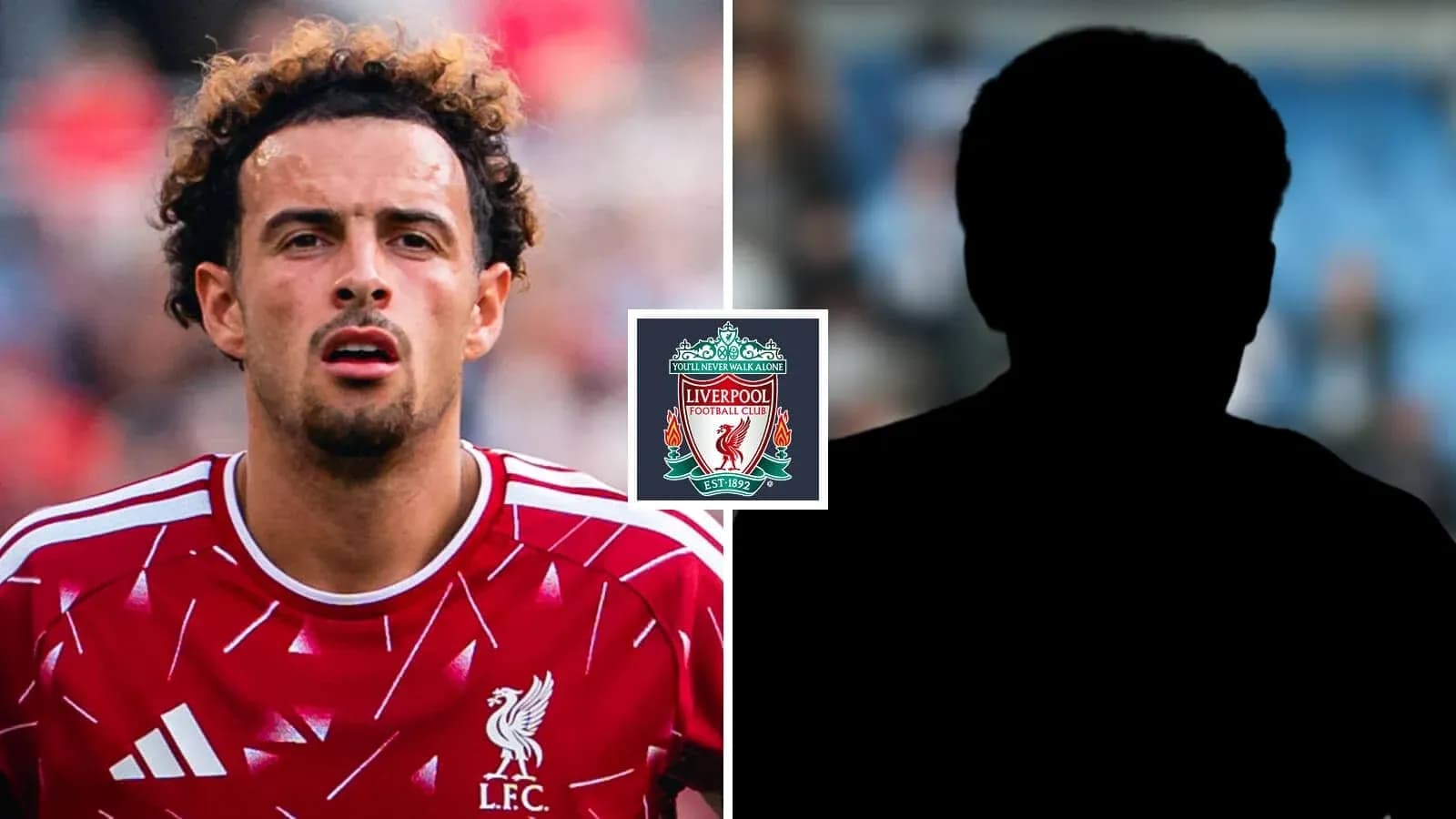 Jugador de Liverpool en acción con logo del club Jugador de Liverpool en acción con logo del club