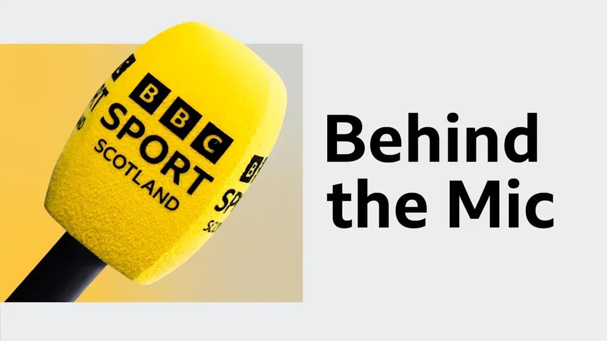 Micrófono de BBC Sport Scotland sobre fondo amarillo Micrófono de BBC Sport Scotland sobre fondo amarillo
