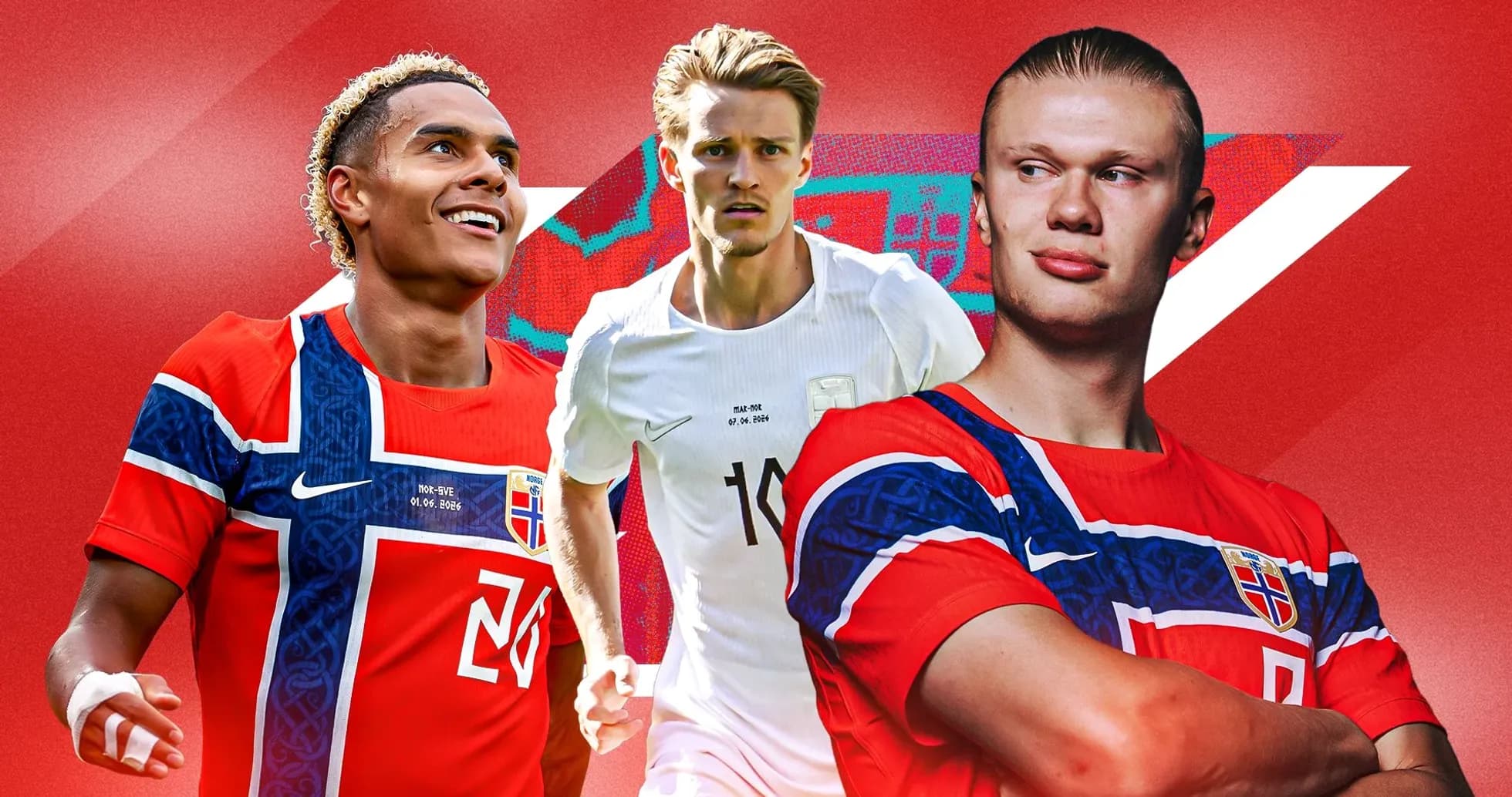 Jugadores de fútbol noruegos en uniforme de equipo Jugadores de fútbol noruegos en uniforme de equipo