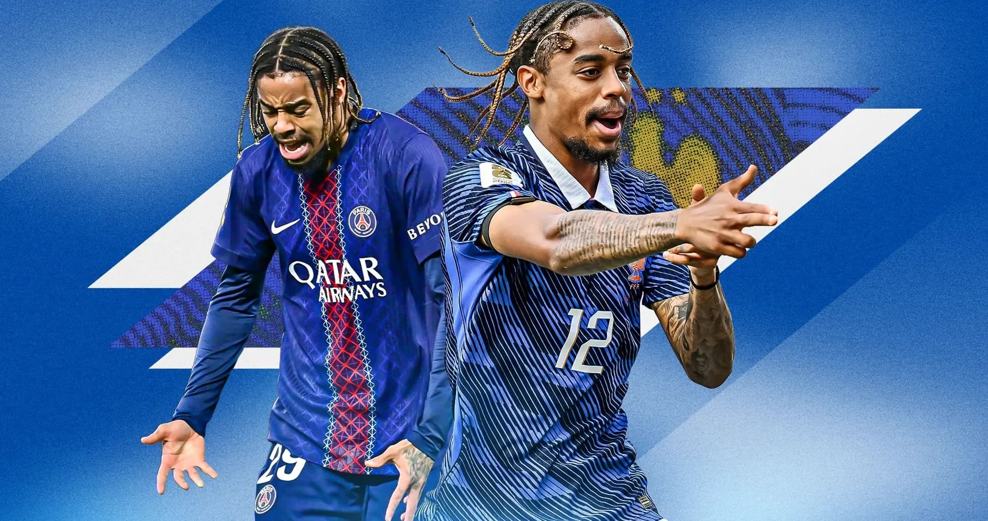 Jugador de PSG y selección nacional en acción Jugador de PSG y selección nacional en acción