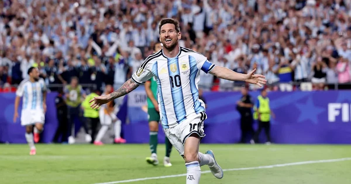 Lionel Messi celebrando un gol con Argentina Lionel Messi celebrando un gol con Argentina