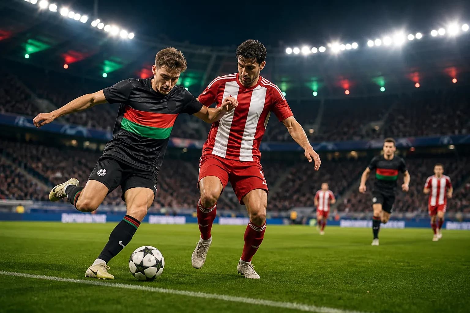 Jugador de NEC Nijmegen luchando por el balón Jugador de NEC Nijmegen luchando por el balón