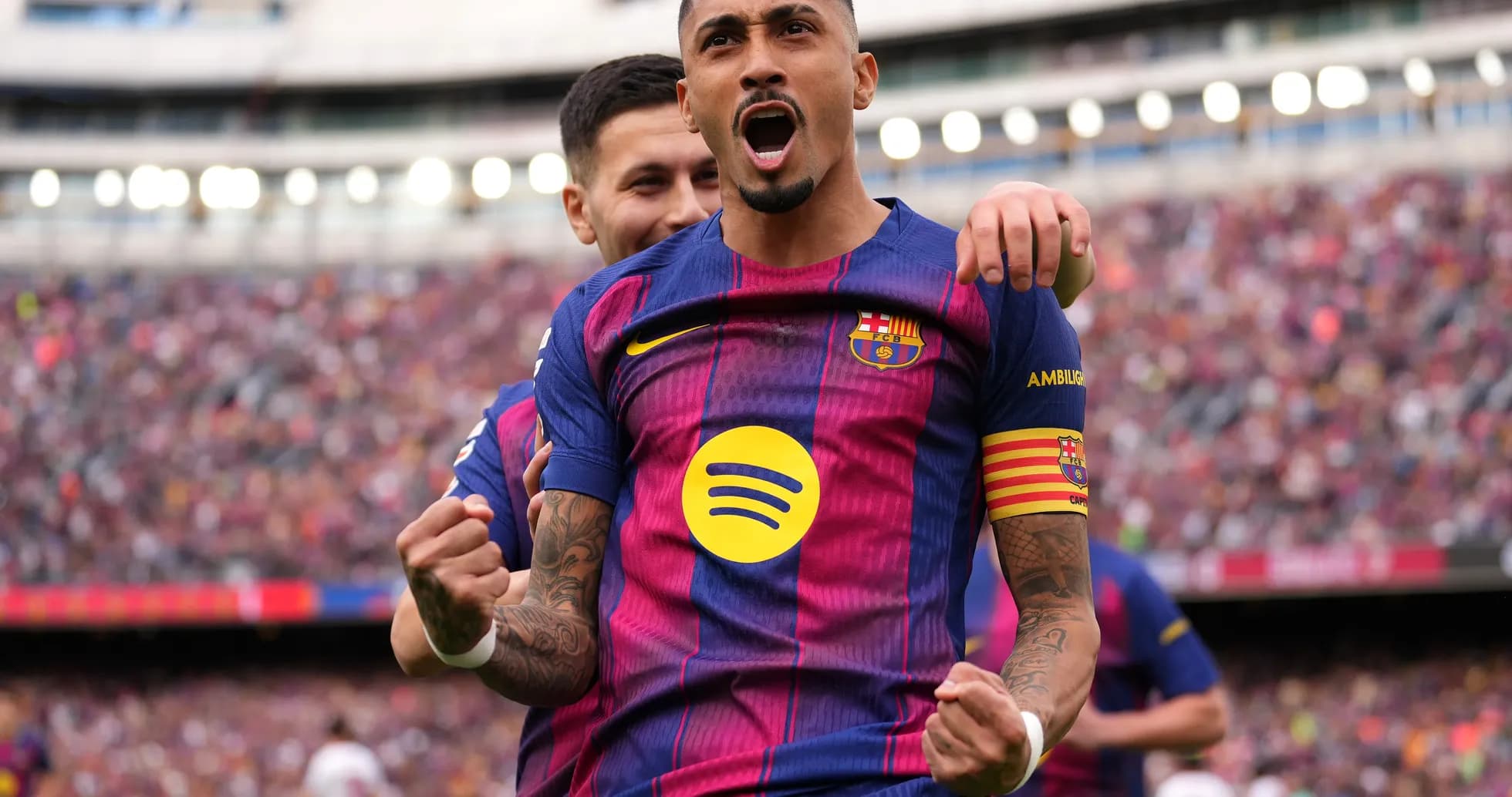 Celebración de un jugador del Barcelona en el partido Celebración de un jugador del Barcelona en el partido