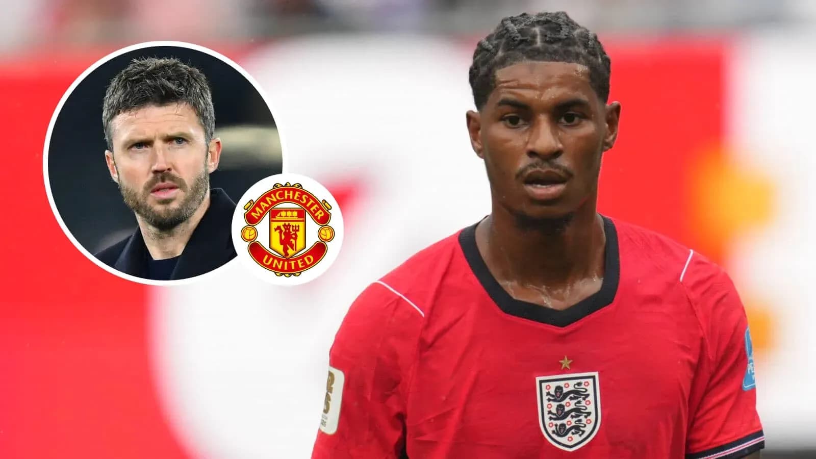 Jugador de Inglaterra en partido con fondo de Manchester United Jugador de Inglaterra en partido con fondo de Manchester United