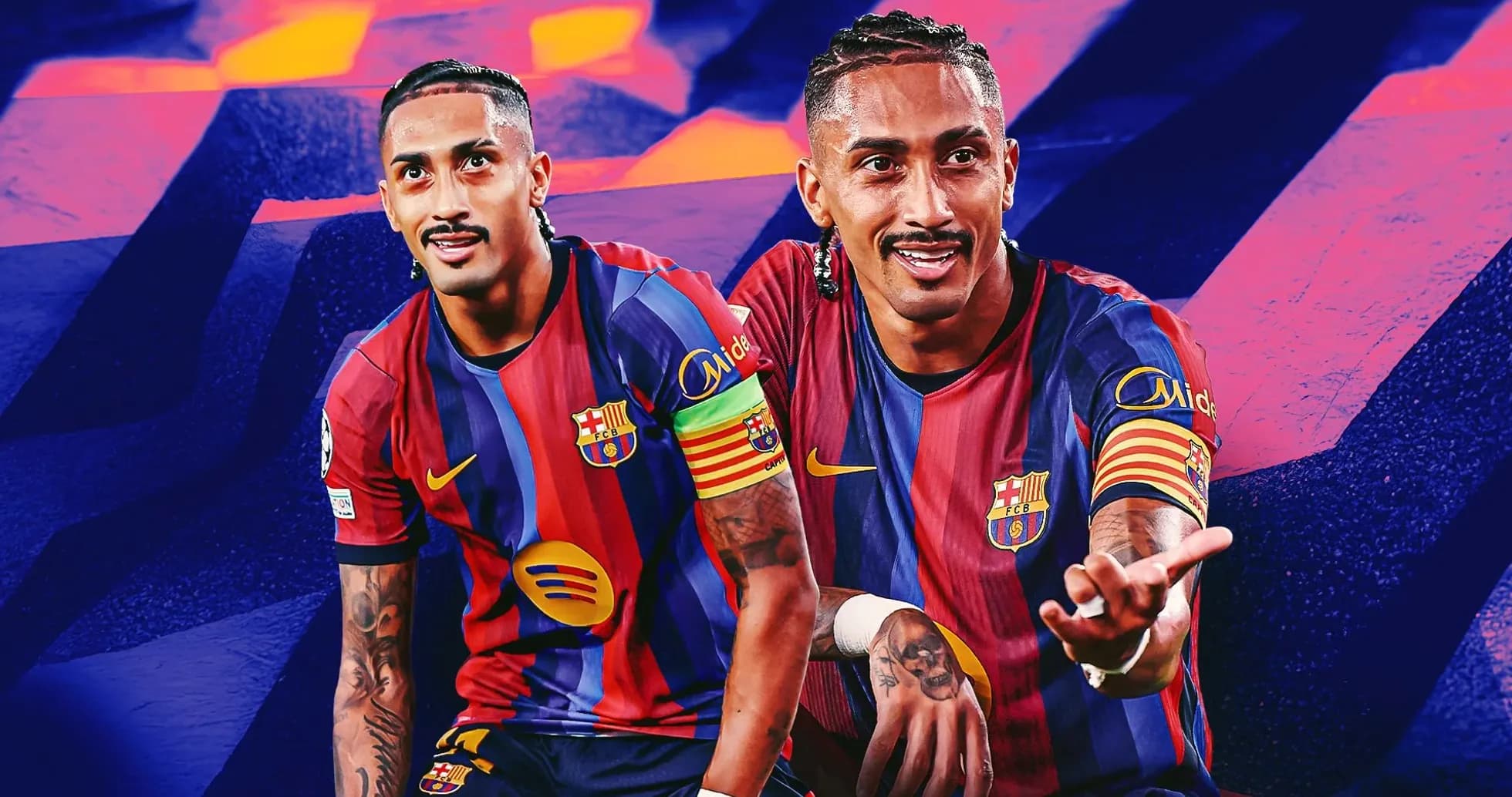 Jugador del FC Barcelona posando en uniforme Jugador del FC Barcelona posando en uniforme